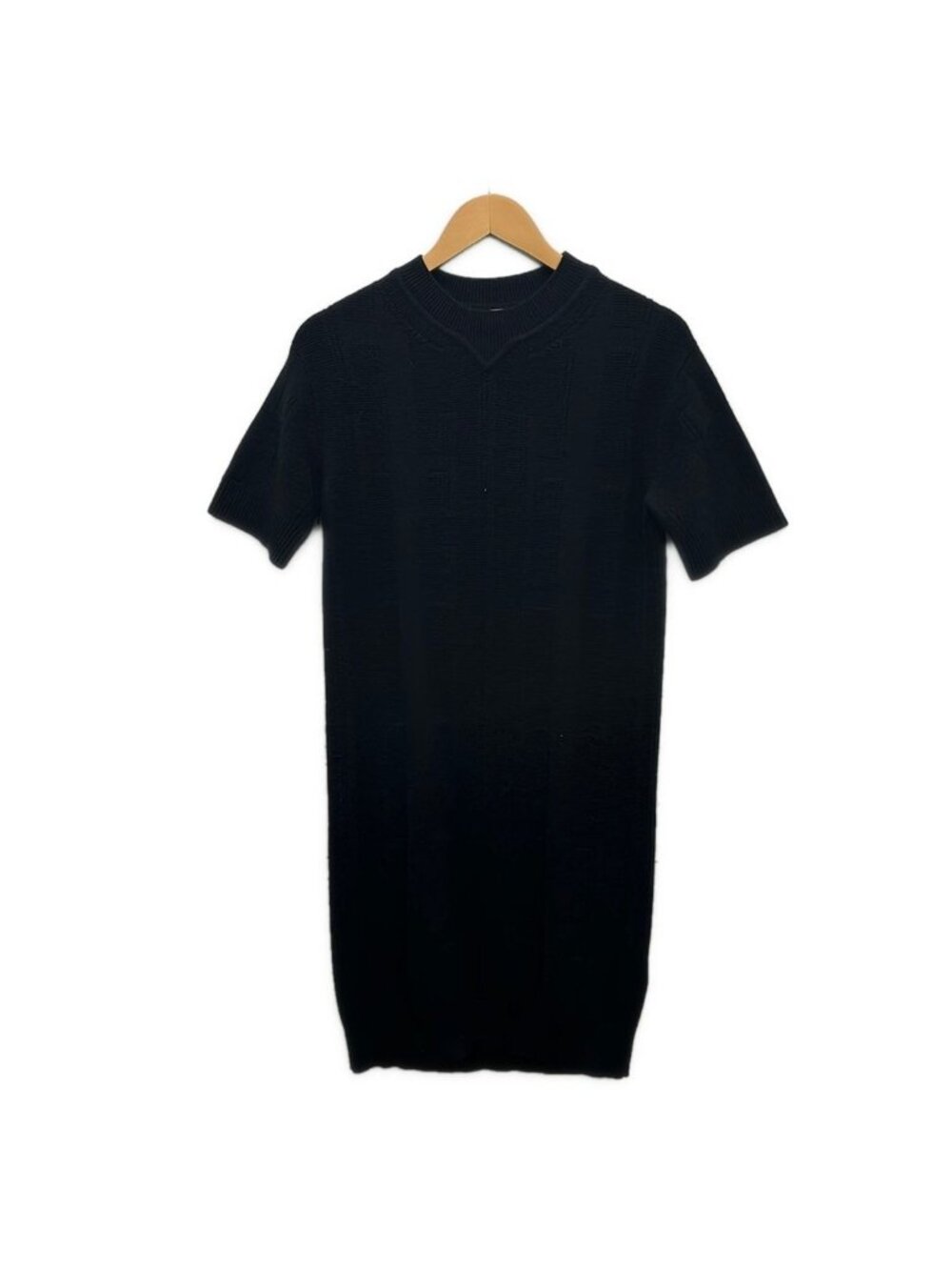 Hermes Dress S Black Crew Neck Short Sleeve Knee-Length Knit 34